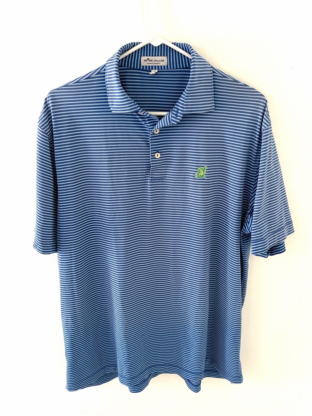 Peter Millar Blue Oakmont Country Club Striped Performance Polo, Size: Large
